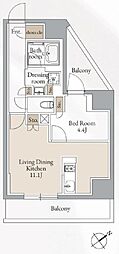 クロスレジデンス高田馬場 1LDKの間取図画像