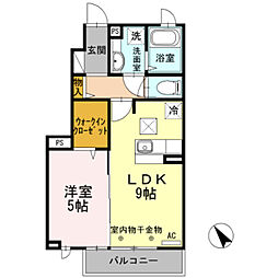 京王相模原線 京王堀之内駅 徒歩14分の賃貸アパート 1階1LDKの間取り