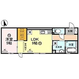 ラピスラズリ 1LDKの間取図画像