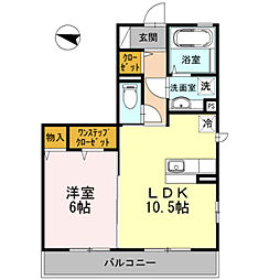 マレアガーデン新横浜C 1LDKの間取図画像