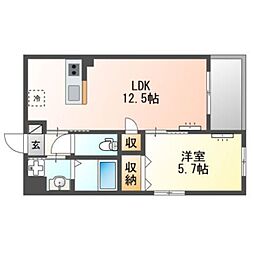(仮)立川市一番町4丁目新築 1LDKの間取図画像