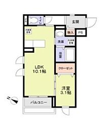 Contrail湘南 1LDKの間取図画像