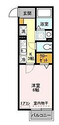 ポラリス 2階1Kの間取り