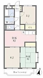 Ｓ ＳＱＵＡＲＥ 2階3DKの間取り