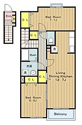 アクロポリス 2階2LDKの間取り