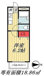 フォルテシモ 1Kの間取図画像