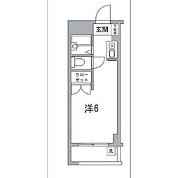 プロス不動前 ワンルームの間取図画像