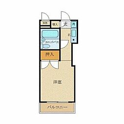 西武新宿線 花小金井駅 徒歩22分の賃貸マンション 3階ワンルームの間取り