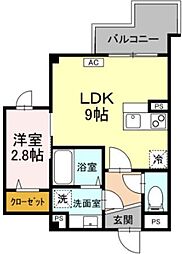 Skey residence井田中ノ町 2階1LDKの間取り