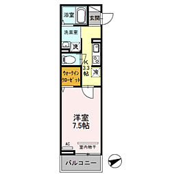 エンペラー　Ａ 2階1Kの間取り