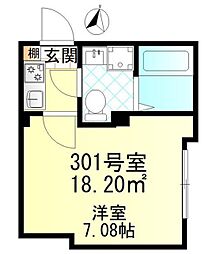 クレール堀切 1Kの間取図画像