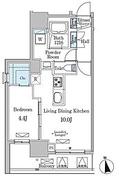 ミリアレジデンス新宿御苑 12階1LDKの間取り