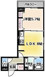 グリーンハイツ 3階1LDKの間取り