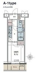 ＬＵＸＥＮＡ勝田台 4階1Kの間取り