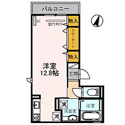 神戸市西神・山手線 大倉山駅 徒歩15分の賃貸アパート 2階ワンルームの間取り