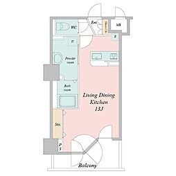 UURコート札幌南3条プレミアタワー ワンルームの間取図画像