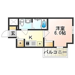 エスリード天王寺町北 8階1Kの間取り