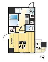 エステムコート神戸・県庁前II 8階1Kの間取り
