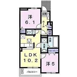 サンハイムサコ 2LDKの間取図画像