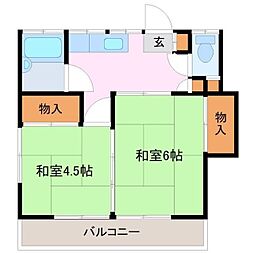 富士栄荘 2Kの間取図画像