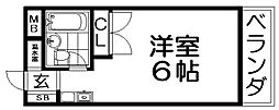 テラスエスト枚方 ワンルームの間取図画像