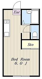 シャトレキノナカ 1Kの間取図画像