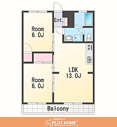 プレゼンス狐島 2LDKの間取図画像