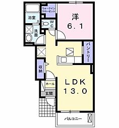 フェリーチェ 1階1LDKの間取り