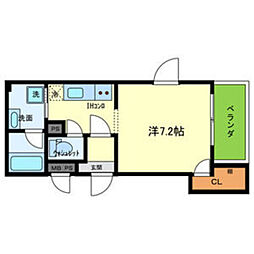 Ｐｒｉｍｏ鳳 3階1Kの間取り