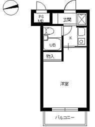 スカイコート池袋第5 4階ワンルームの間取り