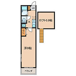 TENYAシティビル 1Kの間取図画像