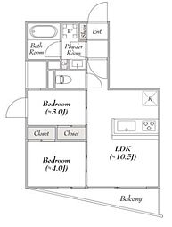 LUMIEC HONCHO EAST 1階2LDKの間取り