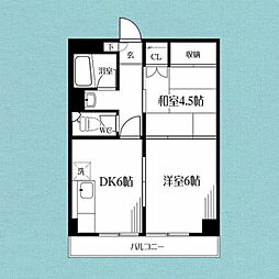 方南町ウエストハイツ 2DKの間取図画像