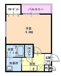 フジパレス石橋 1Kの間取図画像