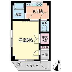 コーポフジマキ 1Kの間取図画像
