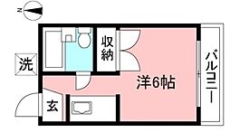 JR中央線 武蔵境駅 バス11分 木の実保育園前下車 徒歩3分の賃貸アパート 2階ワンルームの間取り
