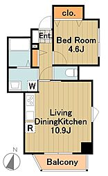 京王相模原線 京王多摩センター駅 徒歩3分の賃貸マンション 4階1LDKの間取り