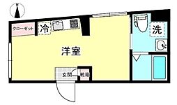 LOTUS HEIWAJIMA WEST 2階ワンルームの間取り