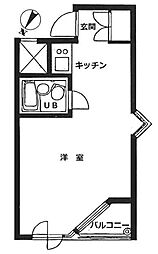 インペリアル赤坂フォーラム 2階1Kの間取り