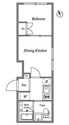 JR中央線 荻窪駅 徒歩8分の賃貸マンション 1階1DKの間取り