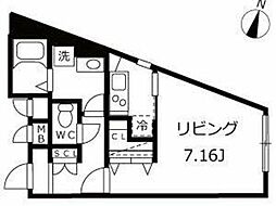 ブランシェ新中野 ワンルームの間取図画像