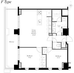 南麻布ノース 13階2LDKの間取り