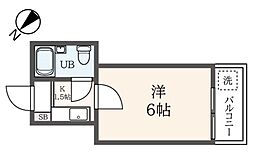 セドルハイム田園調布 2階1Kの間取り