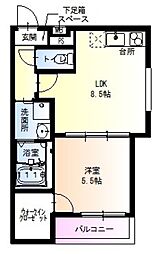 フシパレス西宮戎5番館 1LDKの間取図画像
