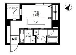 桜館 1階1Kの間取り