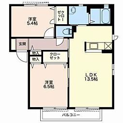 ウイスタリア弐番館 2LDKの間取図画像