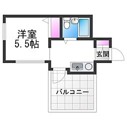 長居ハイツ 5階1Kの間取り
