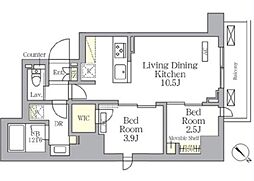 プライムガーデン大森 12階2LDKの間取り