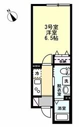 ベイルーム鶴見花月園 1Kの間取図画像