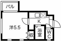 ニューキャッスル中野新橋 1階1Kの間取り